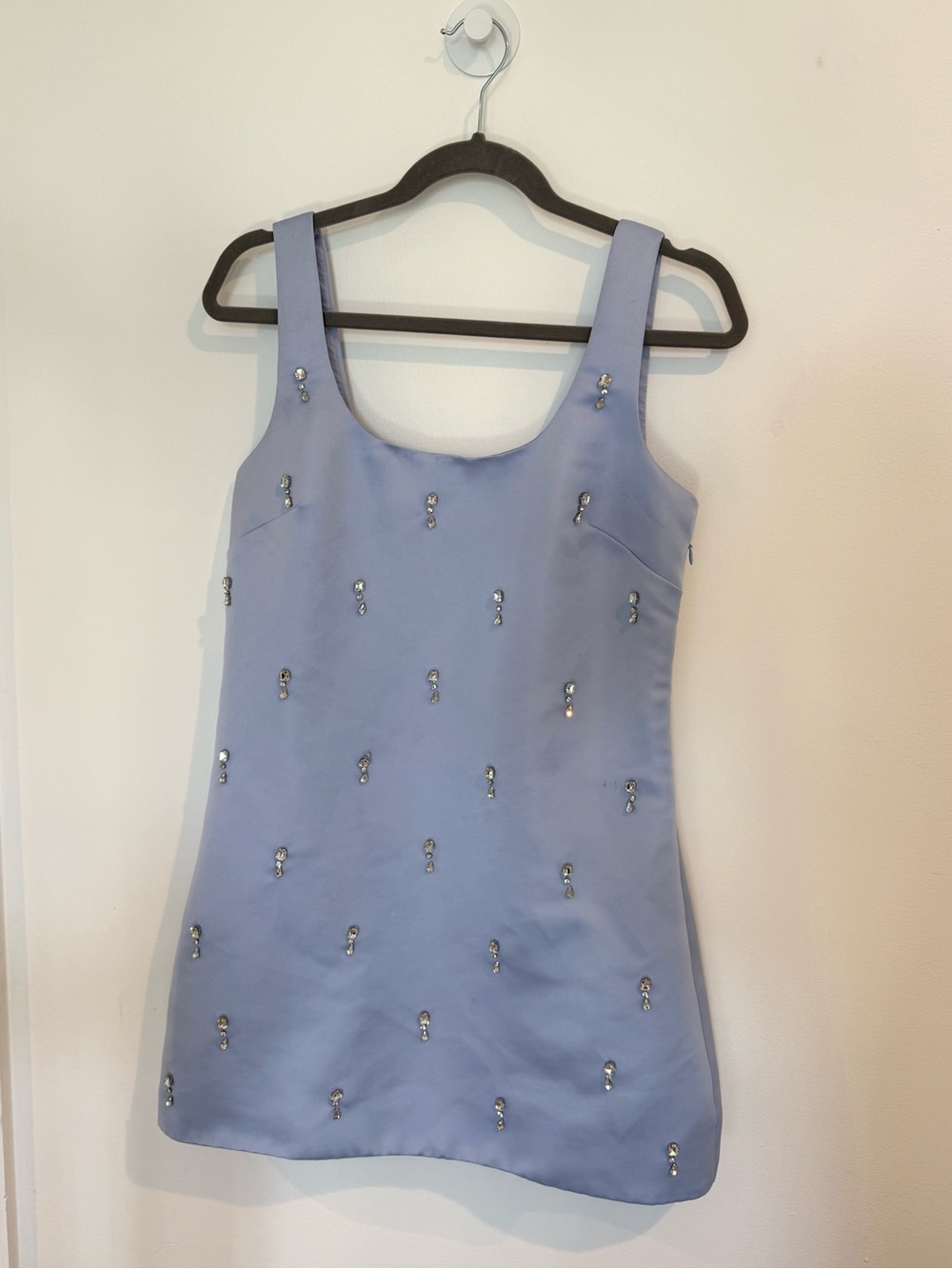 Aqua satin embellished mini dress size M